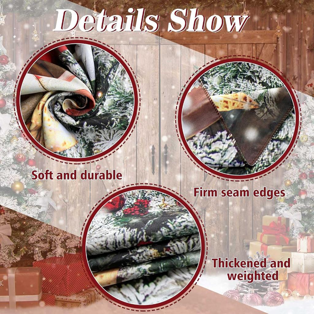 7x5FT Polyester Fabric Winter Christmas Rustic Barn Wood Door Photography Backdrop Xmas Tree Snow Background Banner for