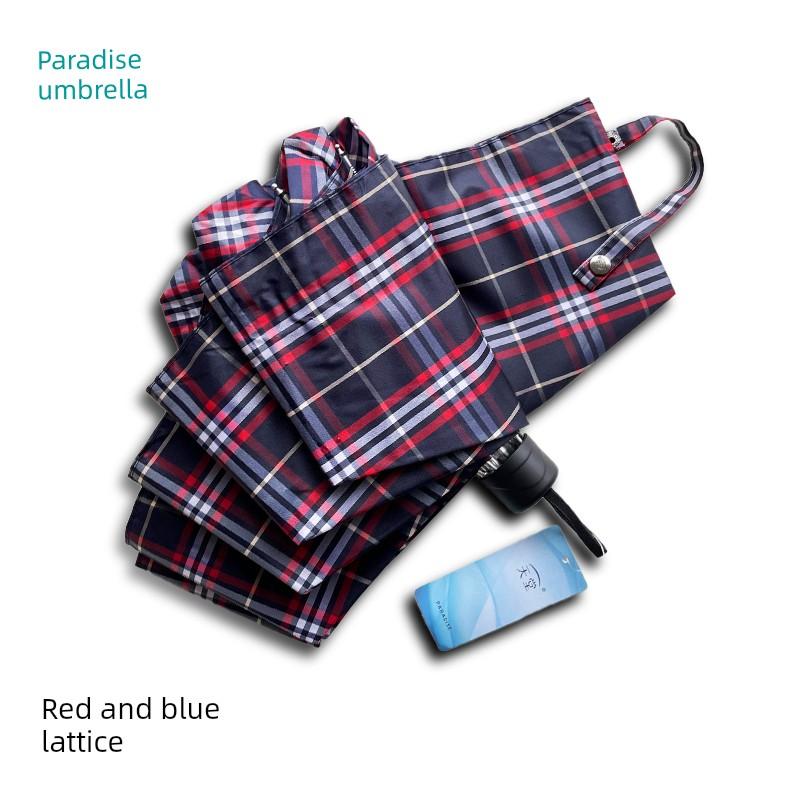 Paradise Umbrella Official Genuine Goods Plaid Umbrella Lightweight Manual Folding Regular Card Rain Gear for Primary School Students and Children