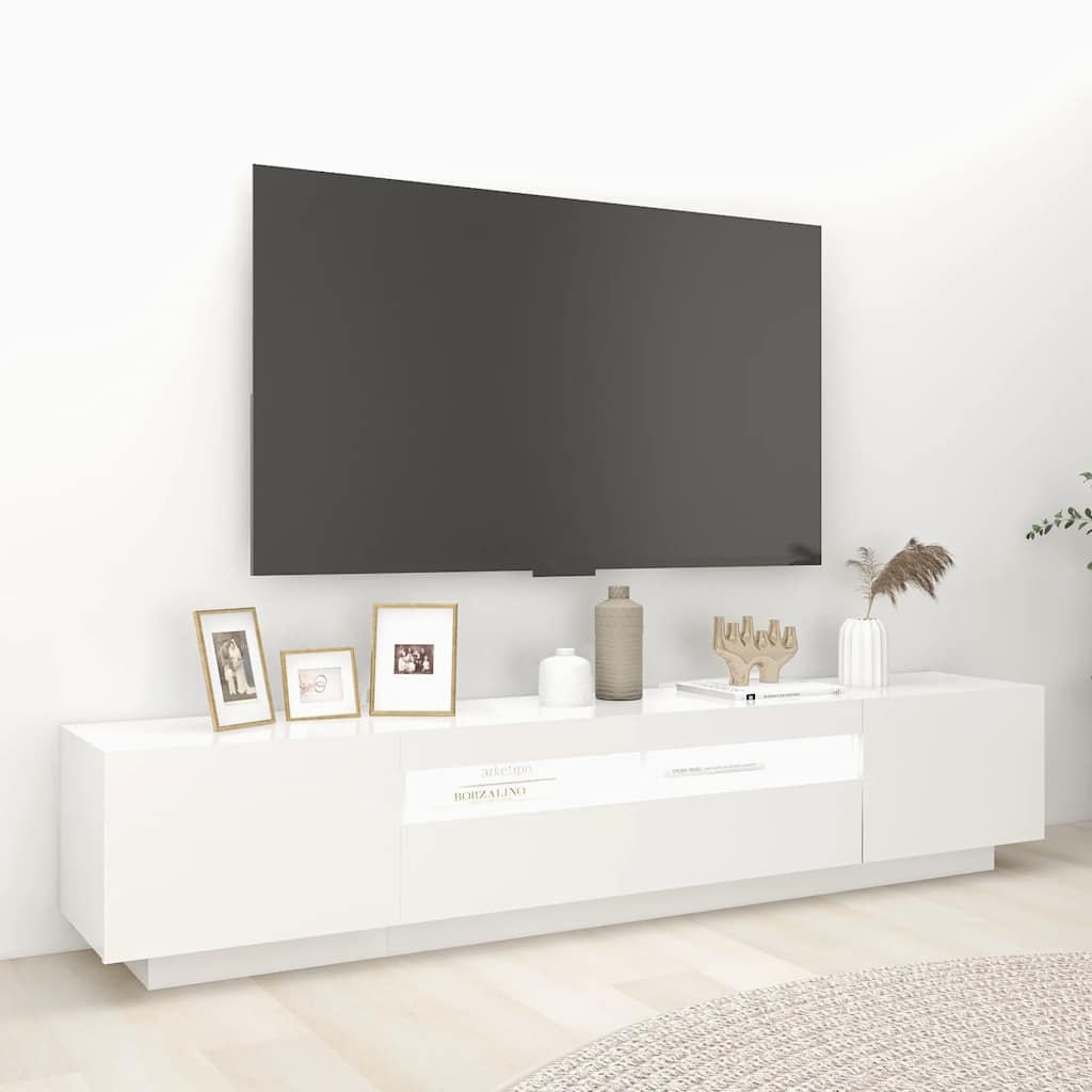 TV Cabinet with LED Lights White 200 x 35 x 40 cm
