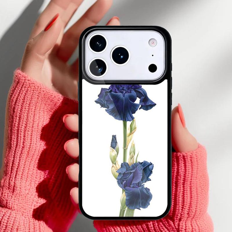Чехол для телефона 'Голубой ирис' для iPhone 17 16 15 14 13 Pro Max Задняя крышка для 12 11 Pro Coque