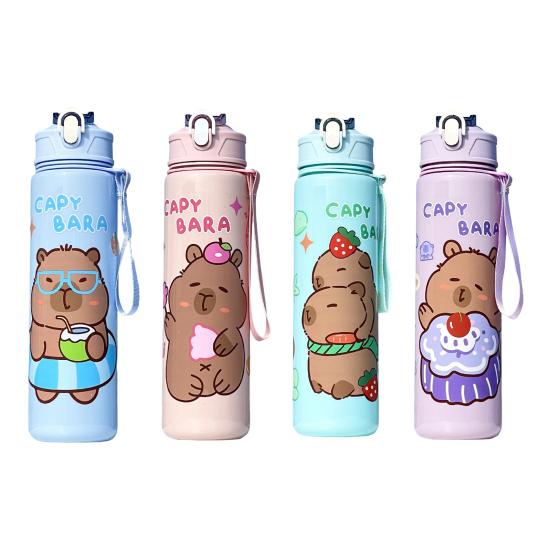 Бутылка для воды 700 мл с крышкой, переключающейся одним нажатием, портативная спортивная бутылка для воды с соломинкой, встроенной ручкой, безопасным замком, защитой от протечек, для использования на открытом воздухе