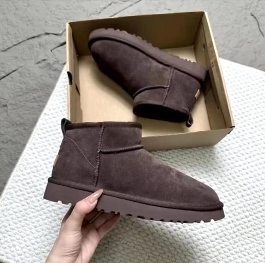Luxury Designer Women Leather Suede Wool Comfort Style Leopard Platform Mules Embroidery Edge Winter Shoes Warm Fashion for Lady