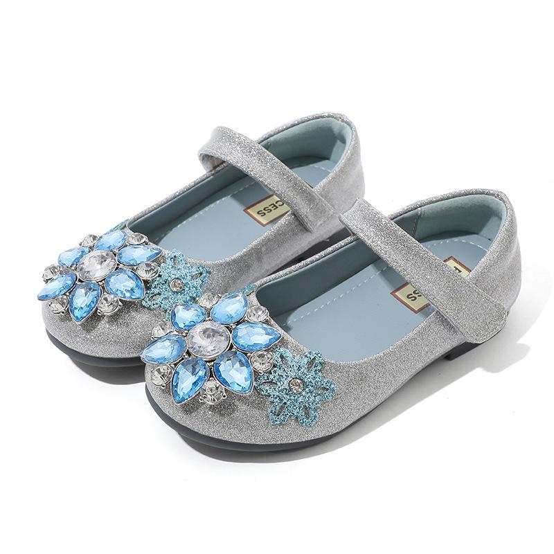 Обувь для девочек принцессы Детские кожаные туфли Ботинки с кристаллами Туфли для маленьких девочек