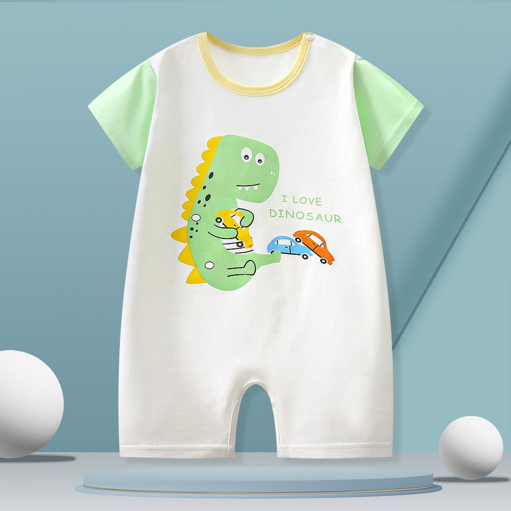 Baby Thin Onesie Summer Newborn Short Sleeved Crawl Suit Cartoon Pajamas for Boys and Girls