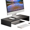 FITUEYES Wooden Desk Stand with Monitor Desk Keyboard and Computer 540mm Black Stand, Shelf, Storage, Stand, Wide,