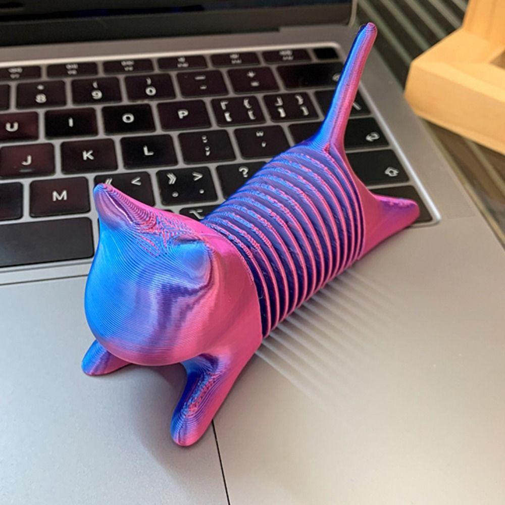 Durable 3D Printing Spring Cat Novelty Spring Cat Model Multicolored Spring Cat  Ornament  Offices