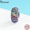 BAMOER Новые модные оригинальные бусины-разделители из стерлингового серебра 925 пробы с радужным цветным цирконием
