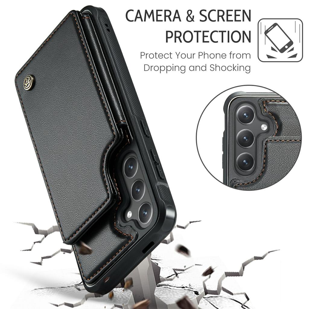 For Samsung Galaxy S24 Phone Case CASEME C22 Leather Back Cover with RFID Blocking Card Slots