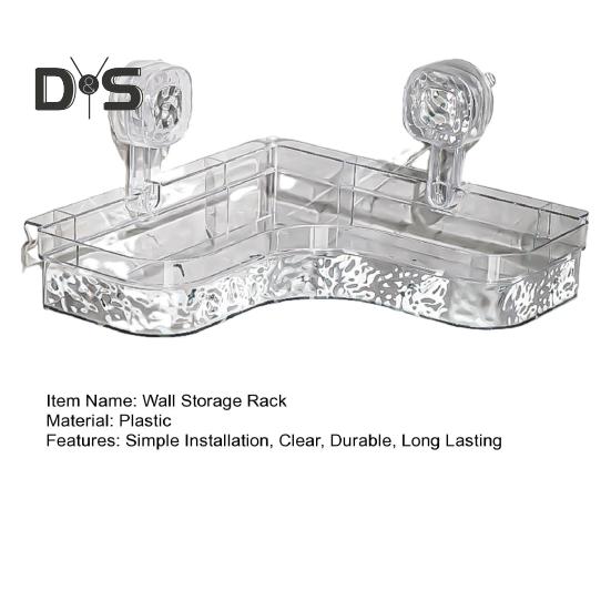 Полка для хранения Caddy с прозрачной стеной без сверления и присоской. Треугольные отсеки. Прочная несущая способность. Простая установка. Угловая полка для хранения в ванной комнате.