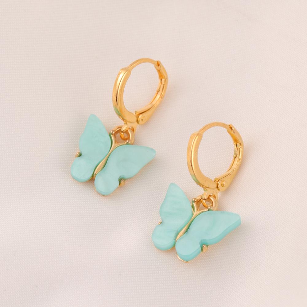 A Pair 2.5×1.3cm Alloy Ear Clip Earrings Acrylic Butterfly Shape Fashion Ear Hooks Diy Women Gift Jewelry Accessories