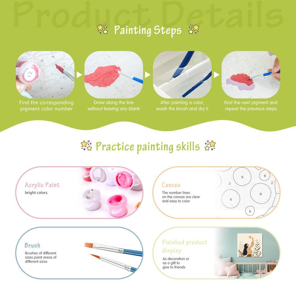 RUOPOTY Framed Diy Paint By Numbers Beginner Kits Cartoon Picture Women Handicrafts Easy To Paint On Canvas For Diy Gift