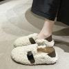 Женская обувь из овечьей шерсти, верхняя одежда 2025 осень и зима, корейская версия, ретро, на плоской подошве, слипоны, обувь Doudou, бархатная хлопковая обувь