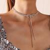 Elegant Tassel Geometric Pendant Chain Woman Clavicle Choker Neck Jewelry Korean Necklace Crystal