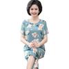 2 Pcs/Set Women Top And Pants Suit Summer Pajamas Set Flower Printing Cropped