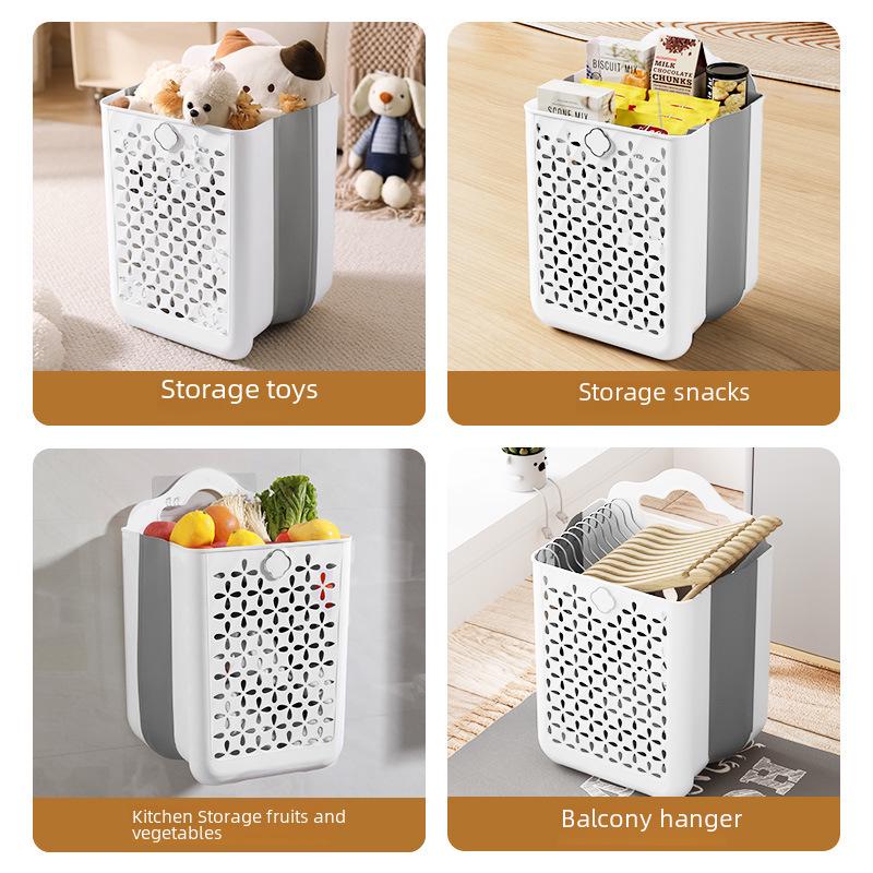 "Large Capacity Folding Wall-Mounted Laundry Basket for Dorms and Bathrooms"