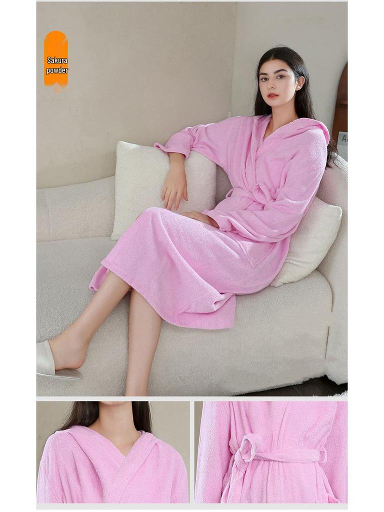 Дышащий, Впитывающий Полотенце Материал Халат для Пар – Свободный Крой, Новый Утренний Халат в Гостиничном Стиле