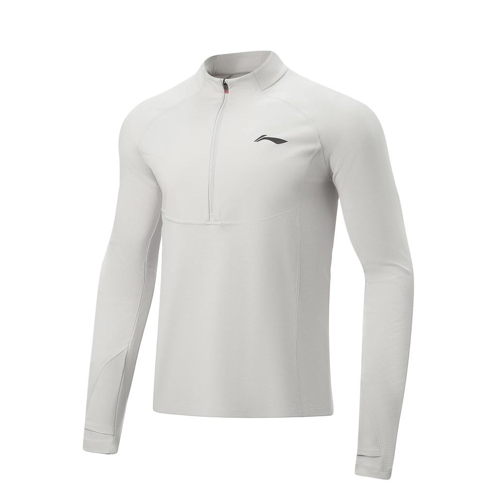 Li-Ning Мягкая Минималистичная Однотонная Футболка с Воротником-стойкой с Длинным Рукавом Мужские топы ATLW013-2
