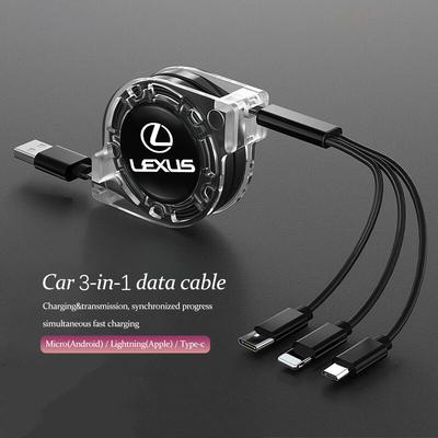 Автомобильный 3-в-1 USB Type-C Порты Быстрая Зарядка Кабель Питания и Данных Для Lexus IS500 LS460 RC200 LM300 RX450 NX350h LC UX CT RZ450e RC300