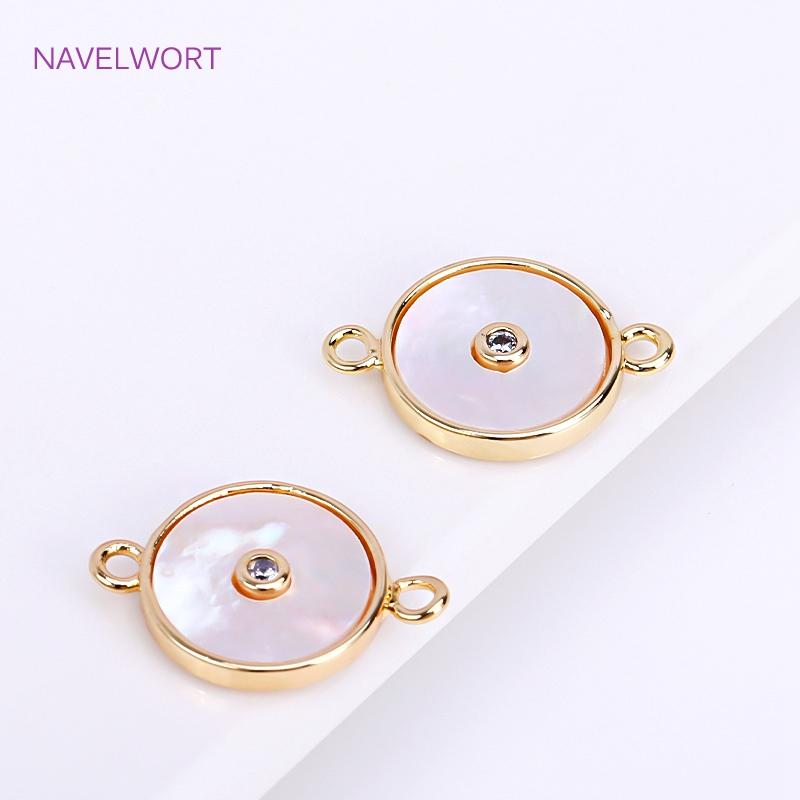 Trendy 18K Gold Plated Natural Shell Charms Round Pendants For Bracelet Necklace Making Supplies DIY Accessories Wholesale