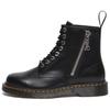 1460 Zip Black Polished Smooth Leather Round Toe Lace-Up Mid-Calf Boots Unisex Boots 32003001