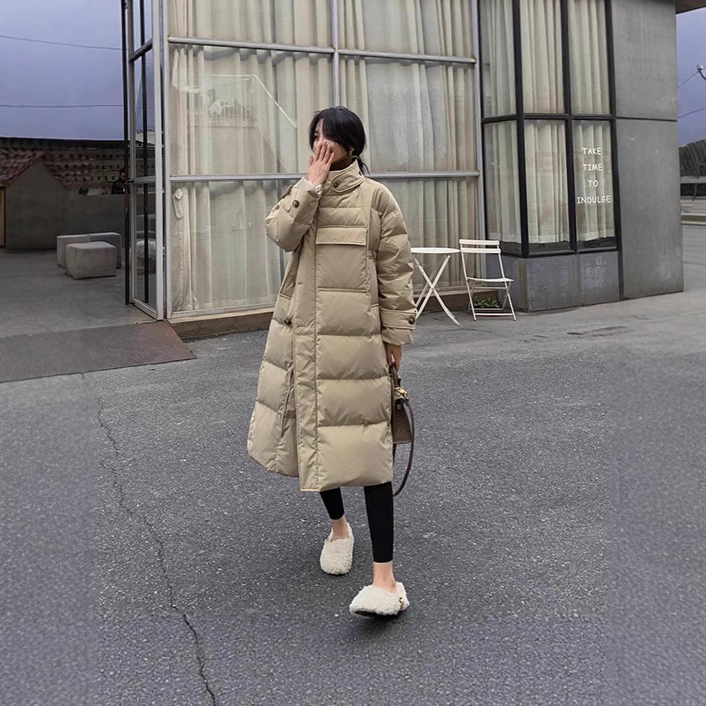 Женская зимняя новая пуховая хлопковая куртка длинного свободного кроя утолщенная хлопковая куртка