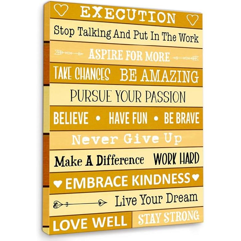 Gwisml Execution Quotes Wall Art,Purple pirational Canvas Frame Paintings For Office Home Workplace Wall Art Decor