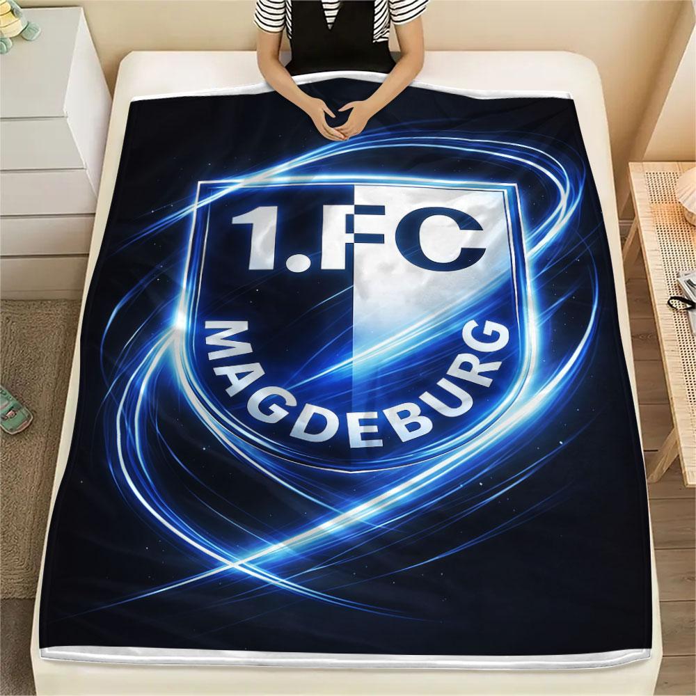 1PC 1. FC Magdeburg Patterned Flannel Blanket Suitable For All Seasons for Home Decor Warmth and Comfort Gifts Holiday Present