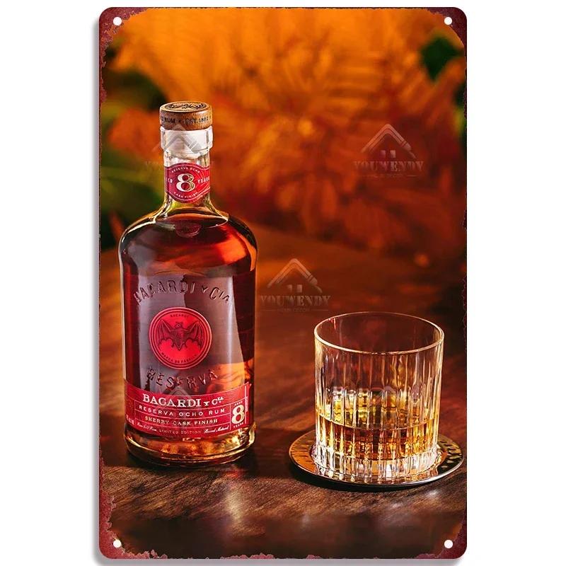 Ретро Bacardi Металлическая детская, Жестяная детская, Плакетка бренда рома, Винтажная тарелка, Настенное украшение, Постер, Бар, Мужская берлога, Шэбби