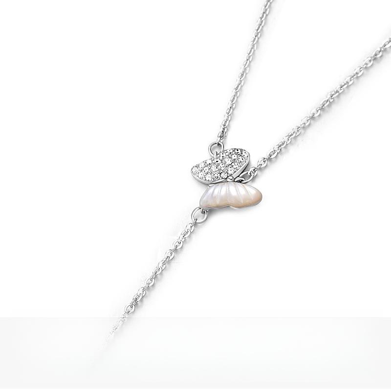 Ожерелье с бриллиантовой ракушкой в виде бабочки и кисточкой из циркона, женственное, легкое, роскошное и стильное, для небольшой толпы, ощущение супер бессмертия