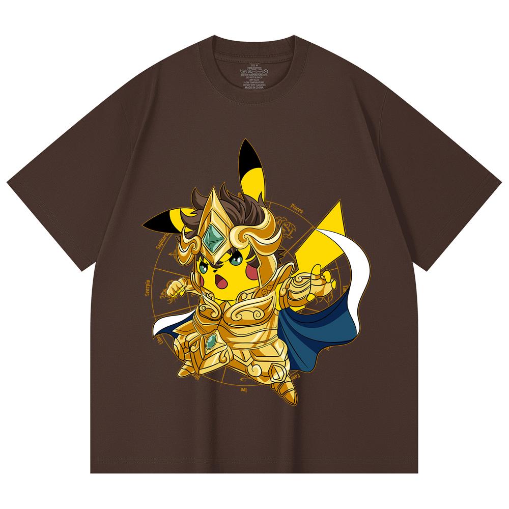 230 Gsm 100% Cotton Pokemon V25 Pikachu Leo Print Unisex Heavy Cotton T Shirt