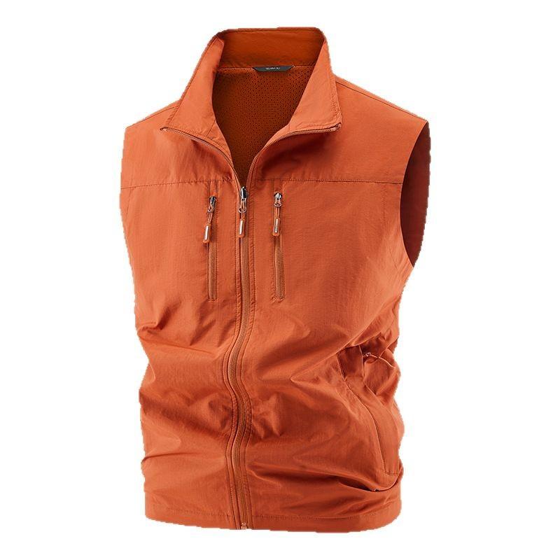 Casual Vest Men'S Loose Vest Outdoor Zipper MultiPocket Jacket Spring And Autumn Vest Large Size Sports