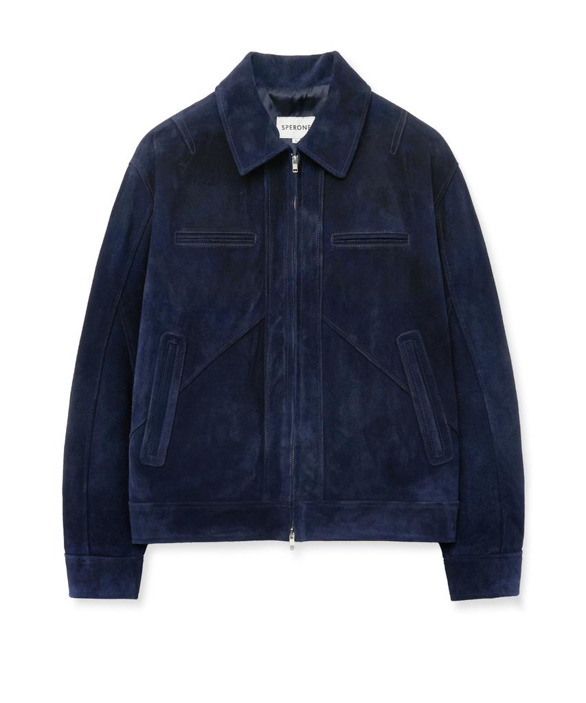 Sperone [Real Leather] Suede Layer Jacket (Navy)