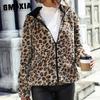 Glitter Fall Winter Women's Hooded Long-sleeved Leopard Print Mid-length Double-sided Velvet Loose Casual Coat