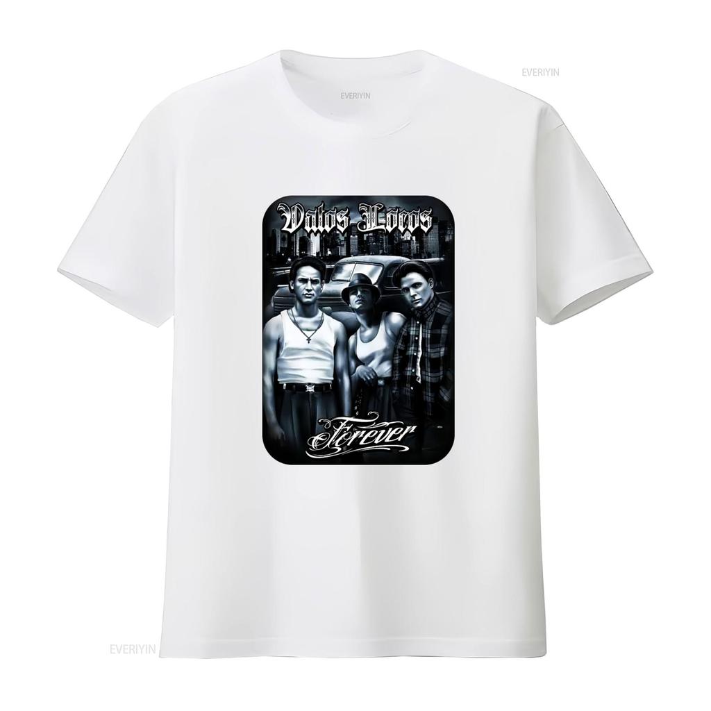 Vatos Locos Навсегда Мужская тяжелая футболка Печать на Shaka Wear Ретро Гангстерский стиль Городская мода винтаж Стиранный homme