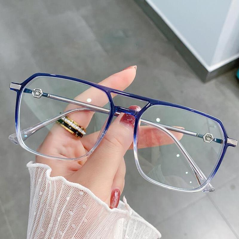 Transparent Pink Square Glasses Frame Luxury Oversized Designer Shades Clear Computer Glasses Women Men Anti Blue Light