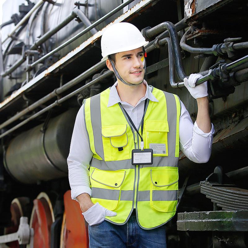 Светоотражающий жилет Светоотражающий костюм с несколькими карманами для безопасности дорожного движения Жилет для верховой езды