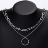 New Silver-plated Circle Thick Line Multi-layer Necklace Celebrity Fashion Street Shot Personalized Double-layer Collarbone Chain Women