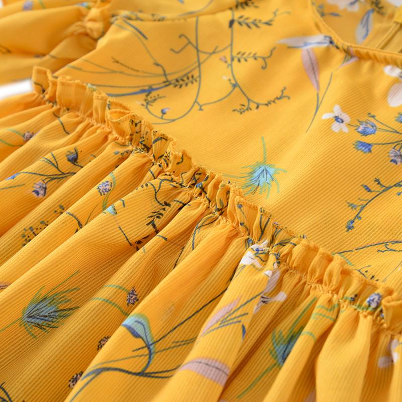 Летнее платье для маленьких девочек, повседневное платье с цветочным принтом для младенцев, милые платья с короткими рукавами и цветочным принтом, пышный сарафан.
