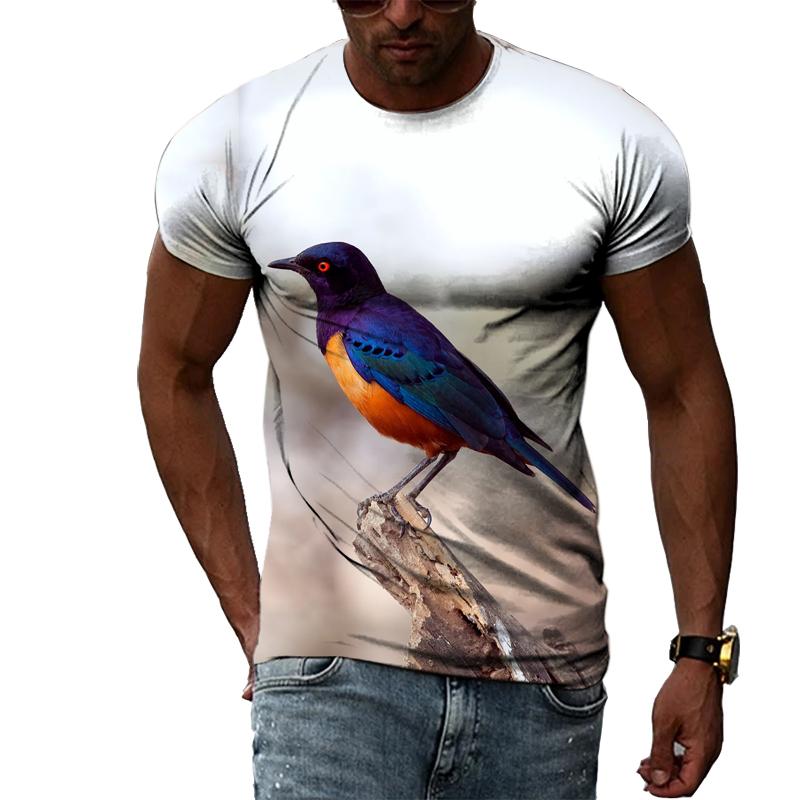 Летние мужские футболки с животными и птицами, модные повседневные футболки с короткими рукавами с 3D принтом, топ в стиле Харадзюку в стиле хип-хоп с круглым вырезом