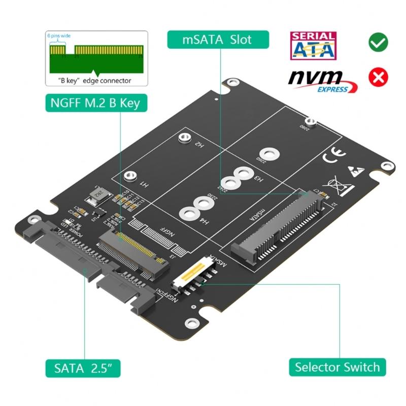 M.2 NGFF Msata SSD в SATA3.0 2.5-дюймовые M.2 SSD Конвертеры Райзер Карта Адаптер Для 2230 2242 2260 ПК Ноутбук Карта Расширения 6 Гбит/с