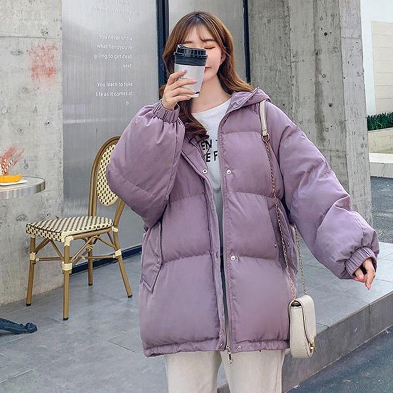 Женское зимнее хлопковое пальто с капюшоном, короткая парка, теплое пальто, ветрозащитный утолщенный уличный пуховик, однотонный цвет