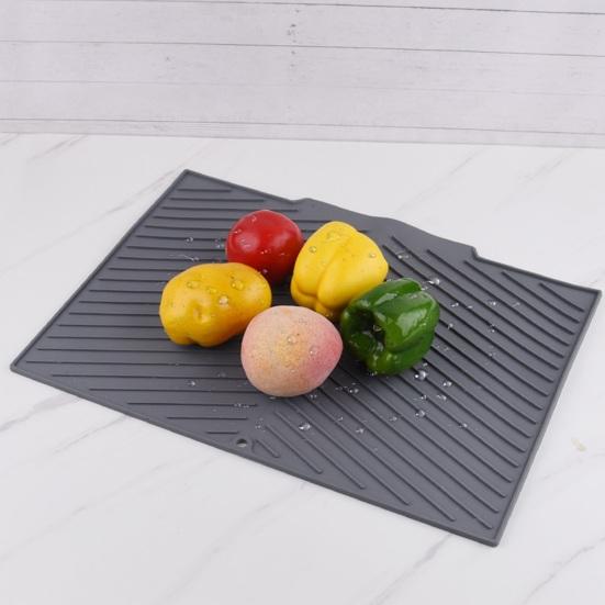 Силиконовый коврик для слива воды для кухонной стойки, нескользящий, термостойкий, для сушки посуды со встроенным сливом, складной коврик для сушки, многоцелевой коврик для раковины