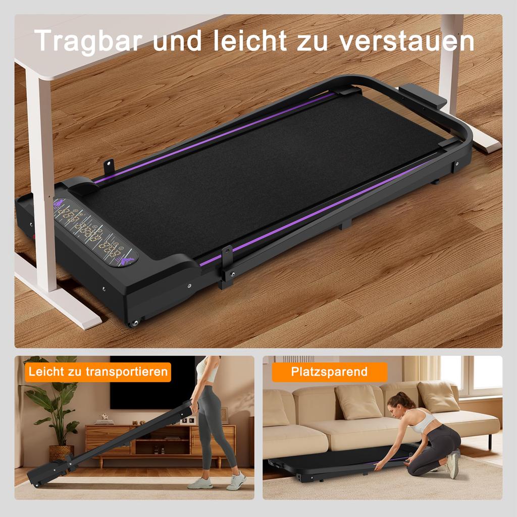 Foldable treadmill for home & office - walking pad desk running pad, 2.5 PS motor mini treadmill up to 8km/h