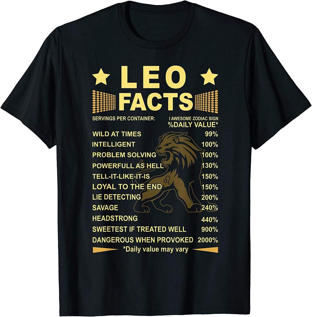 NEW Leo Facts Zodiac Funny Leo Birthday Gift Men Women T-Shirt - MADE IN USA