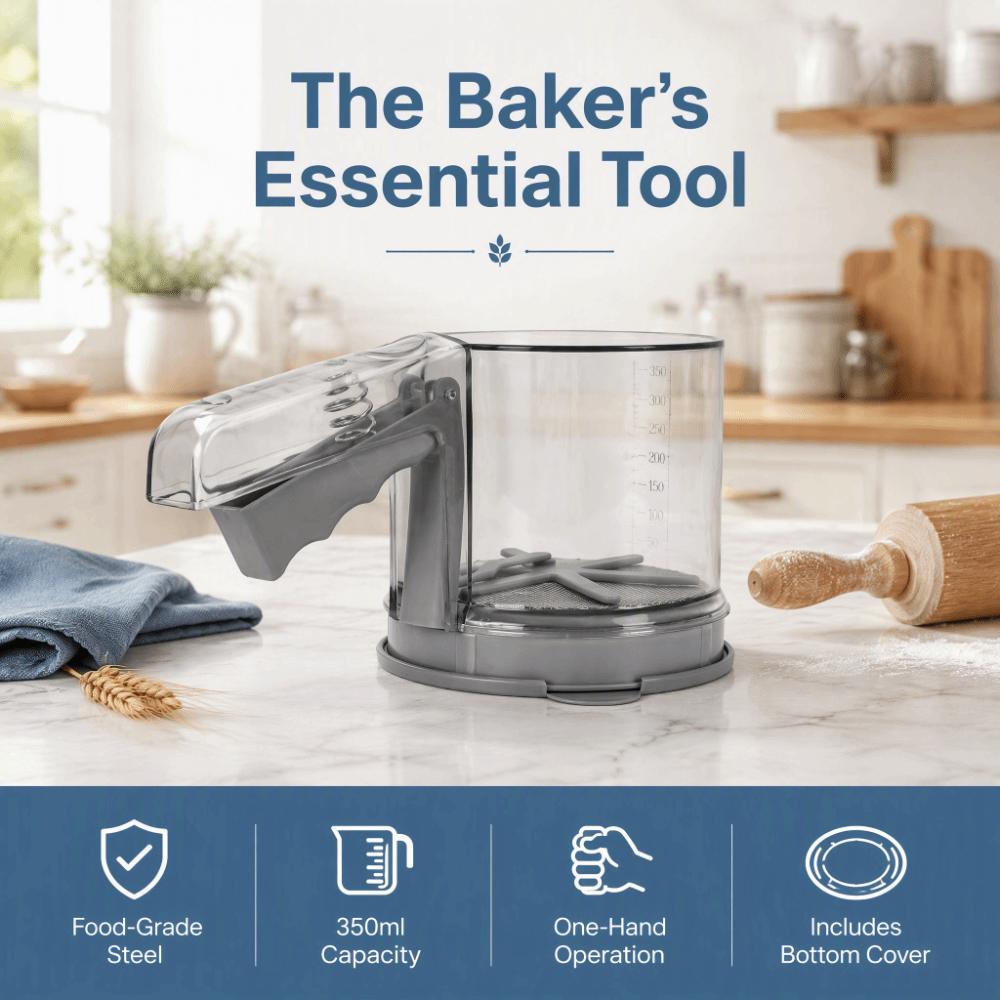 PP Stainless Steel Baking Sieve 2-Layer Powder Sifter Practical Flour Sifter Baking