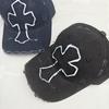 Korean-style Hat, Hand-painted with a Cross Design, a Trendy Baseball Cap Perfect for Street Style and Making Your Face Look Smaller