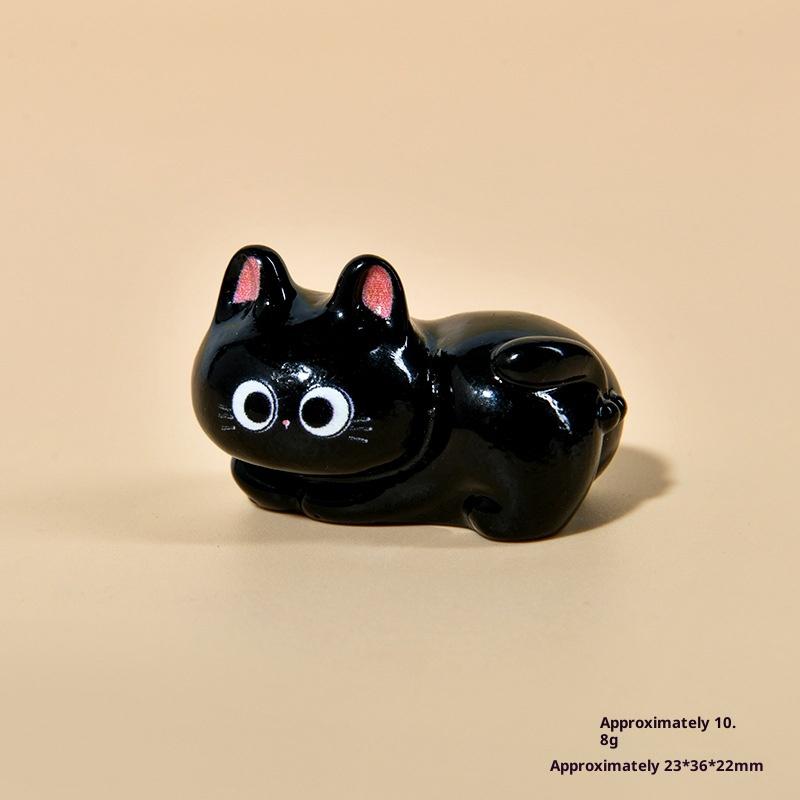 1/6 шт. Милый котенок, настольный декор для комнаты, фигурка, миниатюра, мультяшный черный кот, микроландшафт, смоляные украшения для украшения дома