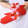 1 пара защитных перчаток с закрытыми пальцами, элегантные теплые перчатки с бантом и плюшевым колокольчиком, красные перчатки для рождественского костюма, декоративные аксессуары