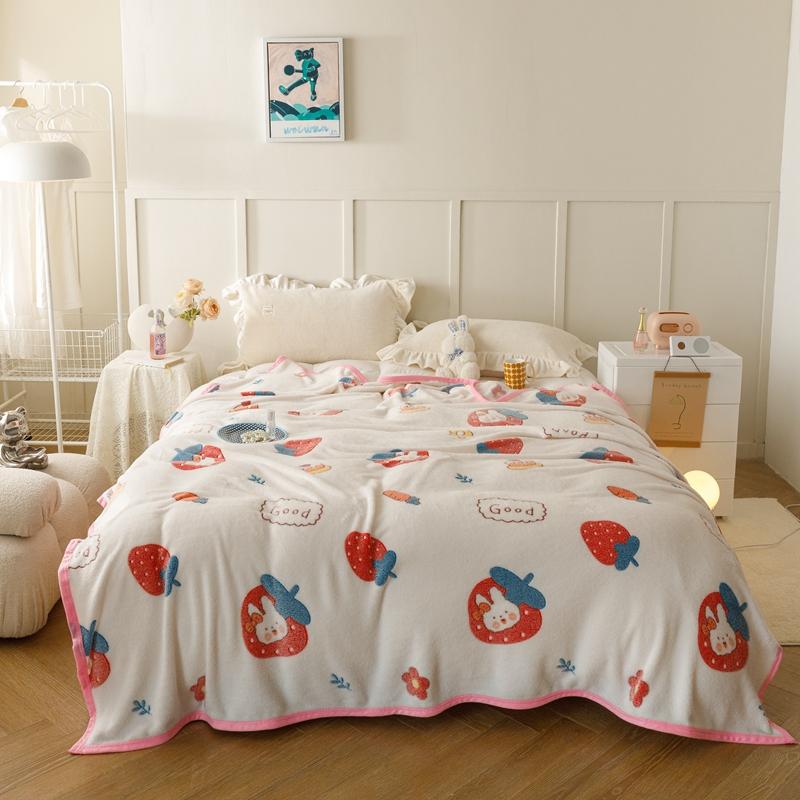 Мультяшный кролик, цветочный романтический узор с сердечками, одеяло, мягкое, легкое, теплое, уютное, плюшевое одеяло для постельного белья, дивана, подарка