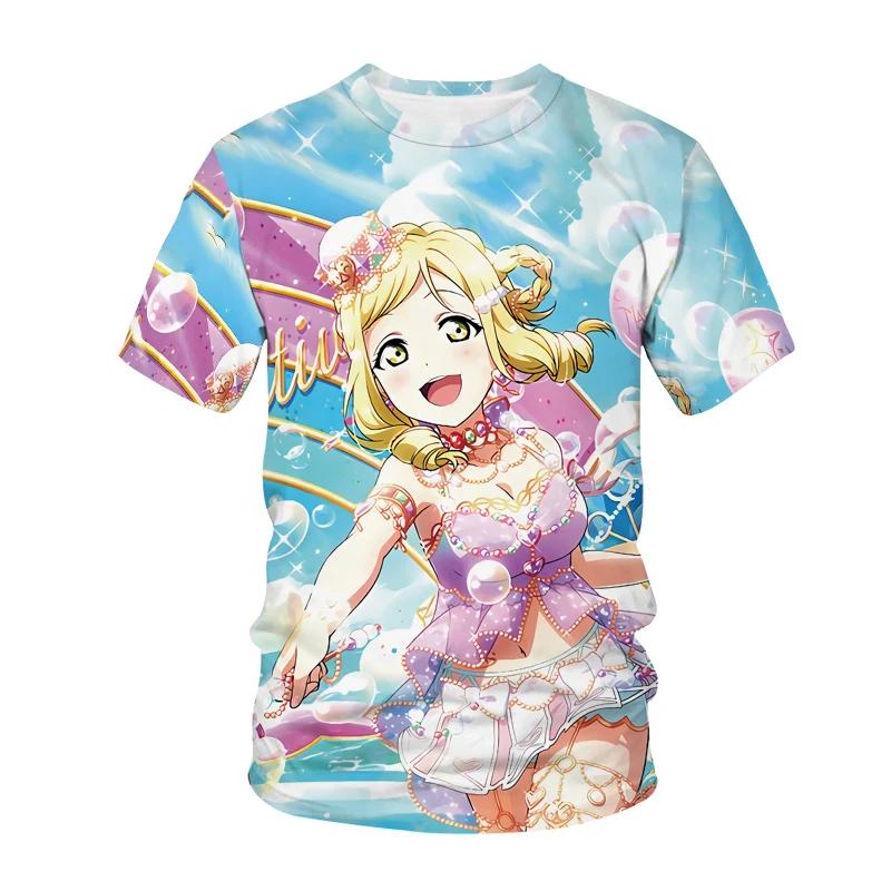 Японский аниме Love Live Tees 3D Print Футболка Косплей мужчины Большие футболки Уличная одежда Футболки Harajuku Y2k Женская одежда